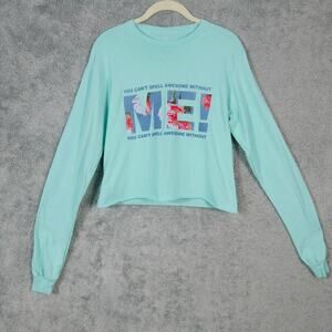 Taylor Swift Long Sleeve Crop Tee With Floral Photo Design Small